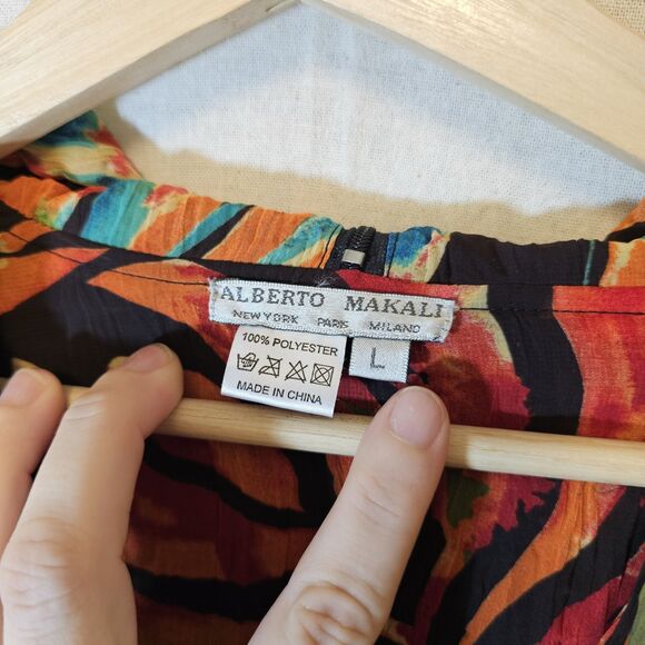 Alberto Makali Jacket Women L Reversible Black Crushed Velvet Colorful Hood - Picture 4 of 10